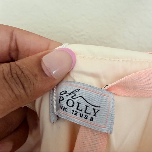 Oh Polly Cream Ruched Mini Dress w/ Lace Trim Satin  in Oyster White NWT Size 8 - Picture 11 of 12